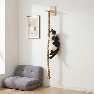 Vertical Cat Climbing Frame, Durable Natural Hemp Rope, Scratching Posts, Indoor Pet Exercise Toy, Space-Saving Design, Wall Hook Included, Encourages Activity