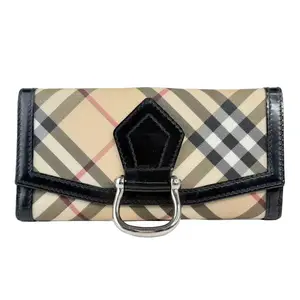 Pre-owned BURBERRY Fabric Small Leather Goods Nova Check Patent Leather Wallet