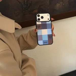 Blue Denim Plaid Phone Case for iPhone 17 Series, Compatible with iPhone 17/17pro/17pro Max, iPhone 16/16pro/16pro Max, iPhone 15/15pro/15pro Max