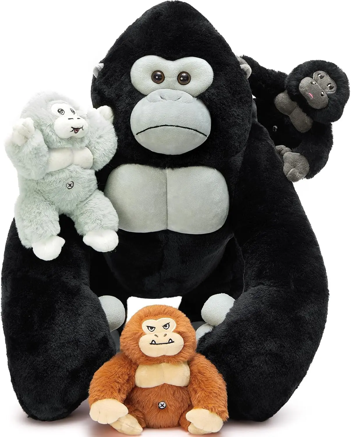 Tezituor Giant Gorilla Stuffed Animals - 19.6" Large Plush Gorilla with Babies, Baby Gifts,Soft and Cuddly Companion,Baby Shower Decorations,Animal Gift for Kids,Comfort Plush,Birthday Gift for Boys Girls,Christmas Gift