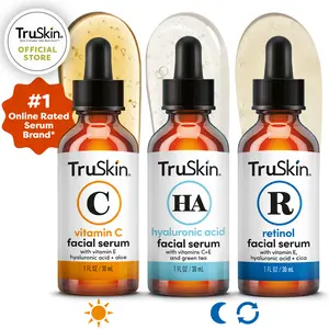 TruSkin GlowCycle Power Trio -  Vitamin C Facial Serum, Hyaluronic Acid Facial Serum + Retinol Facial Serum with Vitamin E and Cica for Brightening and Hydrating
