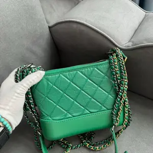 Pre-owned CHANEL Green Aged Calfskin Quilted Hobo Gabrielle Bag Small Mixed Hardware