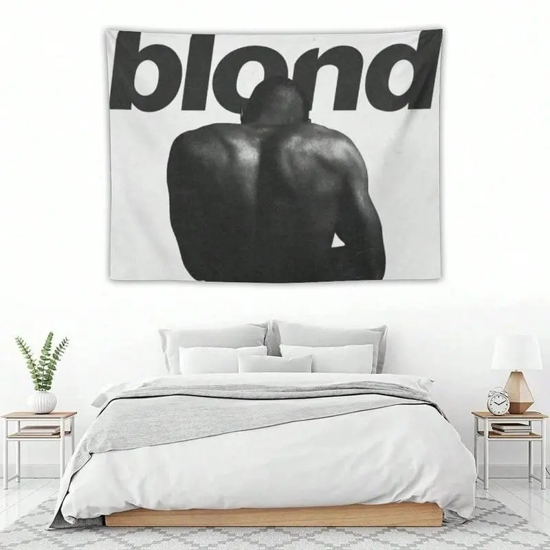 Frank Ocean "Blonde" Black & White Polyester Knit Tapestry Wall Mural - 3x5 FT R&B Fan Art, Minimalist Abstract Art Tapestry, Machine Washable Home Bedroom Decor Banner, Machine Wash