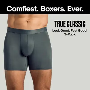 True Classic Men’s Boxer Briefs – Ultra-Soft Micromodal, No Ride Up Comfort, 3D Pouch Support, Multipack Essentials for Everyday Wear