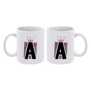 1pc Regal Letter A Monogram With Crown Personalized Initial Girl Mug