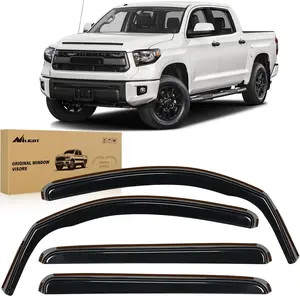 Nilight In-Channel Weatherproof Aerodynamic Rain Guards with Cover for Toyota Tundra CrewMax 2007-2021, 4PCS Vent Window Deflectors, Truck Dark Visor Automotive Exterior Accessories