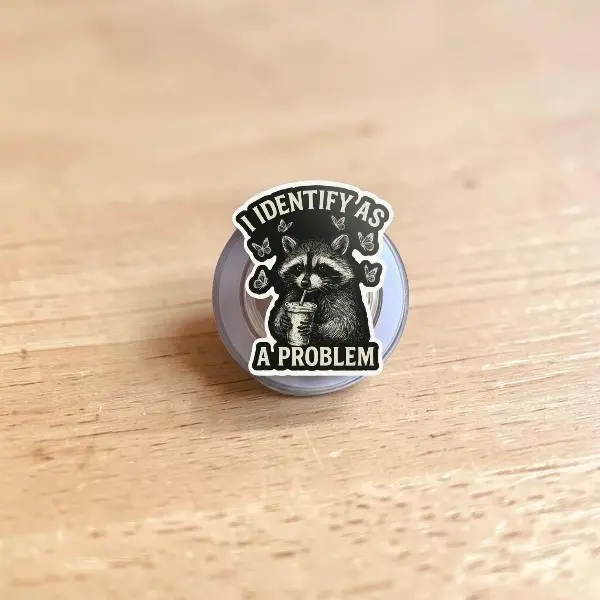 Funny Raccoon MagSafe Phone Grip, I Identify as a Problem Meme Phone Holder Stand, Sarcastic Trash Panda Kindle Grip Gift