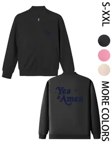"I ❤️ MY FAMILY" Women's Printed Zip Long-Sleeve Jacket, 4-Season Casual Long-Sleeve Bomber Jacket, Fashionable Outerwear for Daily Wear & Outdoor Activities - Layering Style