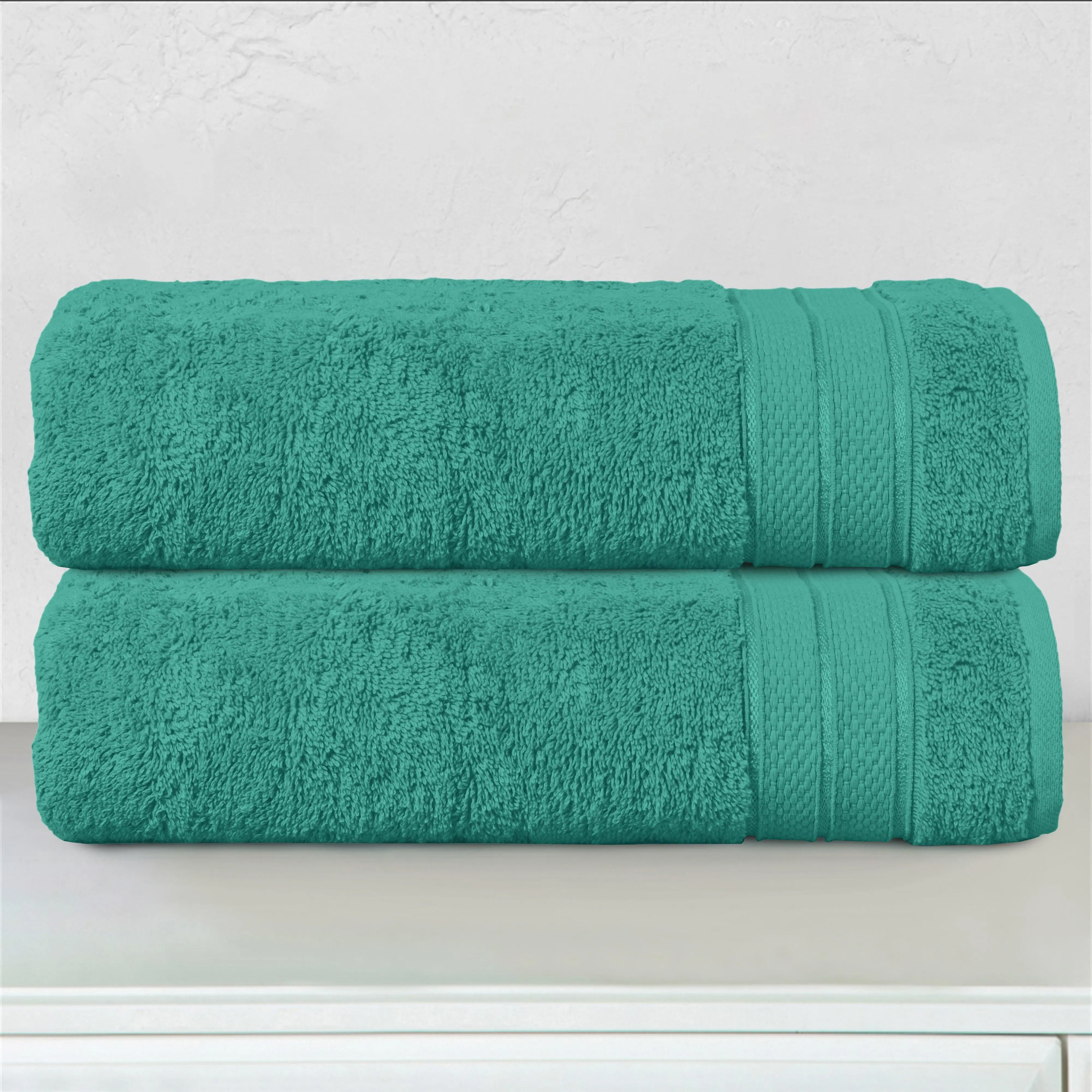 Mocassi 2-Piece Turkish Cotton Three-Line Popcorn Bath Towel Set, Hotel Premier Quality, 27in x 54in