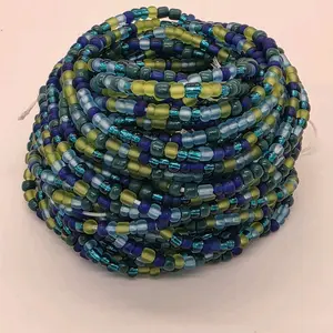 Blue and Green multi waist beads(tie in 50 inch)