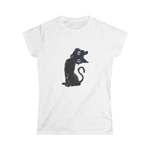 Coraline-Inspired Black Cat Baby Tee Womenswear Tops Casual Crewneck Fitted Shortsleeve White