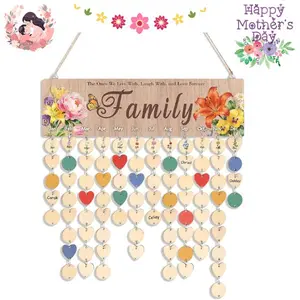 Mothers Day Gifts for Mom, Grandma, Nana, Meemaw – Wooden Family Birthday & Anniversary Calendar Board, Wall Hanging DIY Date Tracker, Family Organizer Wall Decor