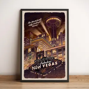 New Vegas Fallout Travel Poster, New Vegas Retro Fallout Vintage Travel Game Posters (NO FRAME)