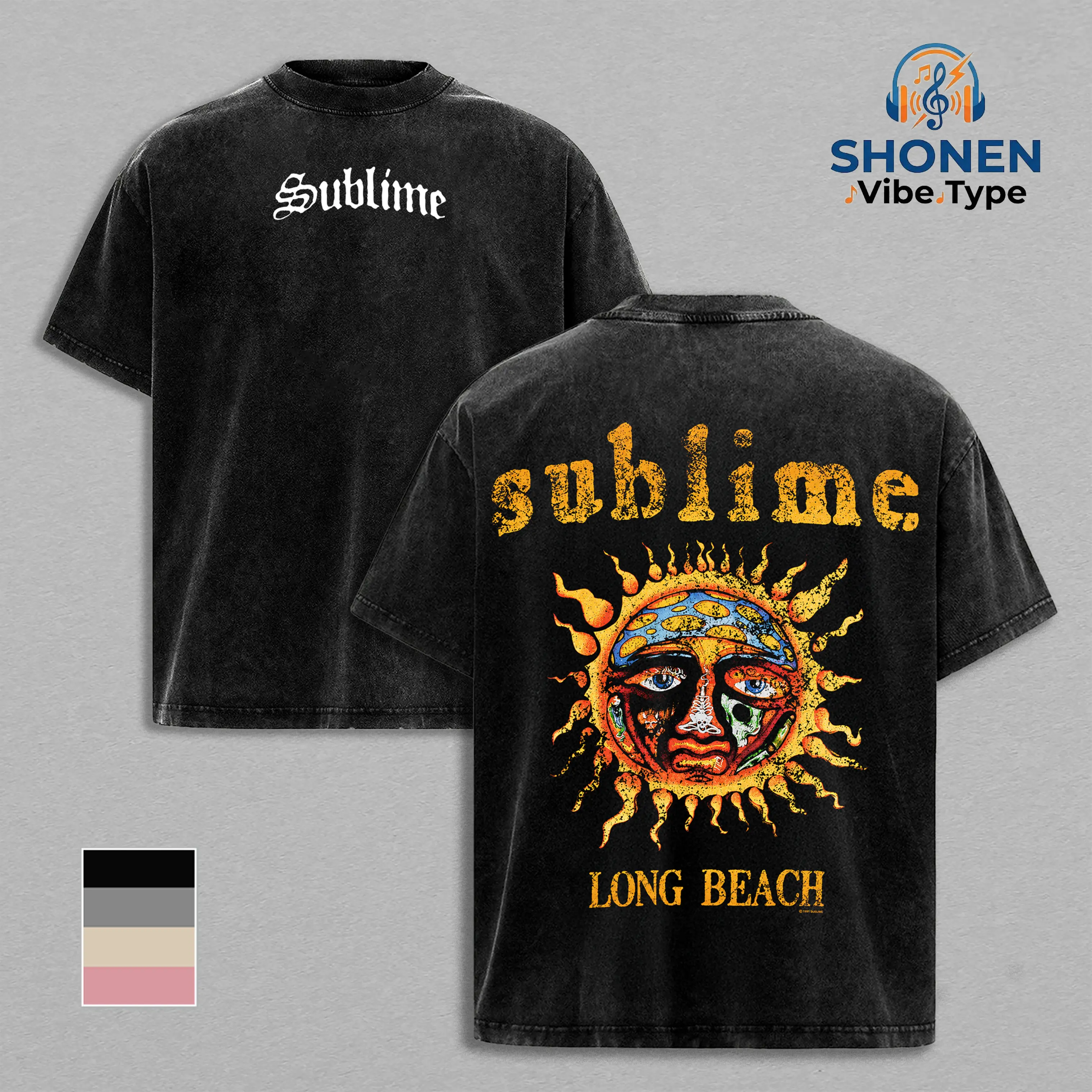 Sublime Long Beach 2019 Vintage Stone Wash Graphic Tee, Streetwear for Men, Oversized Heavy Cotton T-Shirt, 90s Ska Punk Band Merch, Retro Summer Aesthetic, Gift For Fan