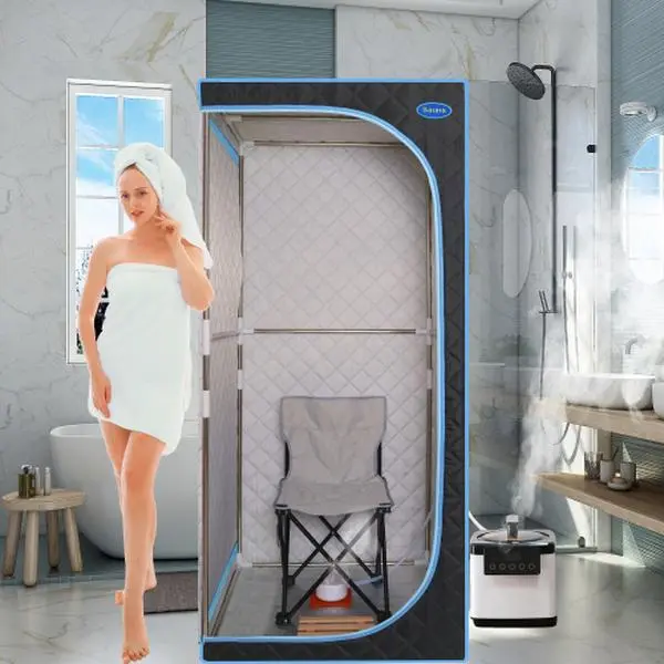 Bellemave Portable Folding Steam Sauna with 1000W 2.2L Steam Generator, Folding Steel Rim, Fast Heating, Easy Installation, FCC Certification - Personal Relaxation Spa Tent, High-Quality Memory Foam Mattress