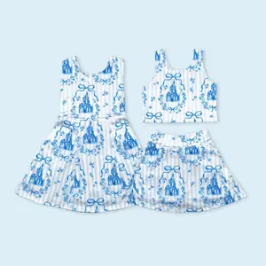 Athletic Tennis Girls Two Pieces Skirt Set