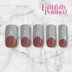 “90s French”- Medium-XXXL Length Handmade White French Tip Curved Square Luxury Press-On Nails by Faithfully Polished