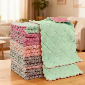 5/10pcs Coral Fleece Dishcloths - Super Absorbent Non-Sticky, Multi-Purpose Cleaning Cloths for Tables, Dishes & Home Use, Kitchen Cleaning Cloth