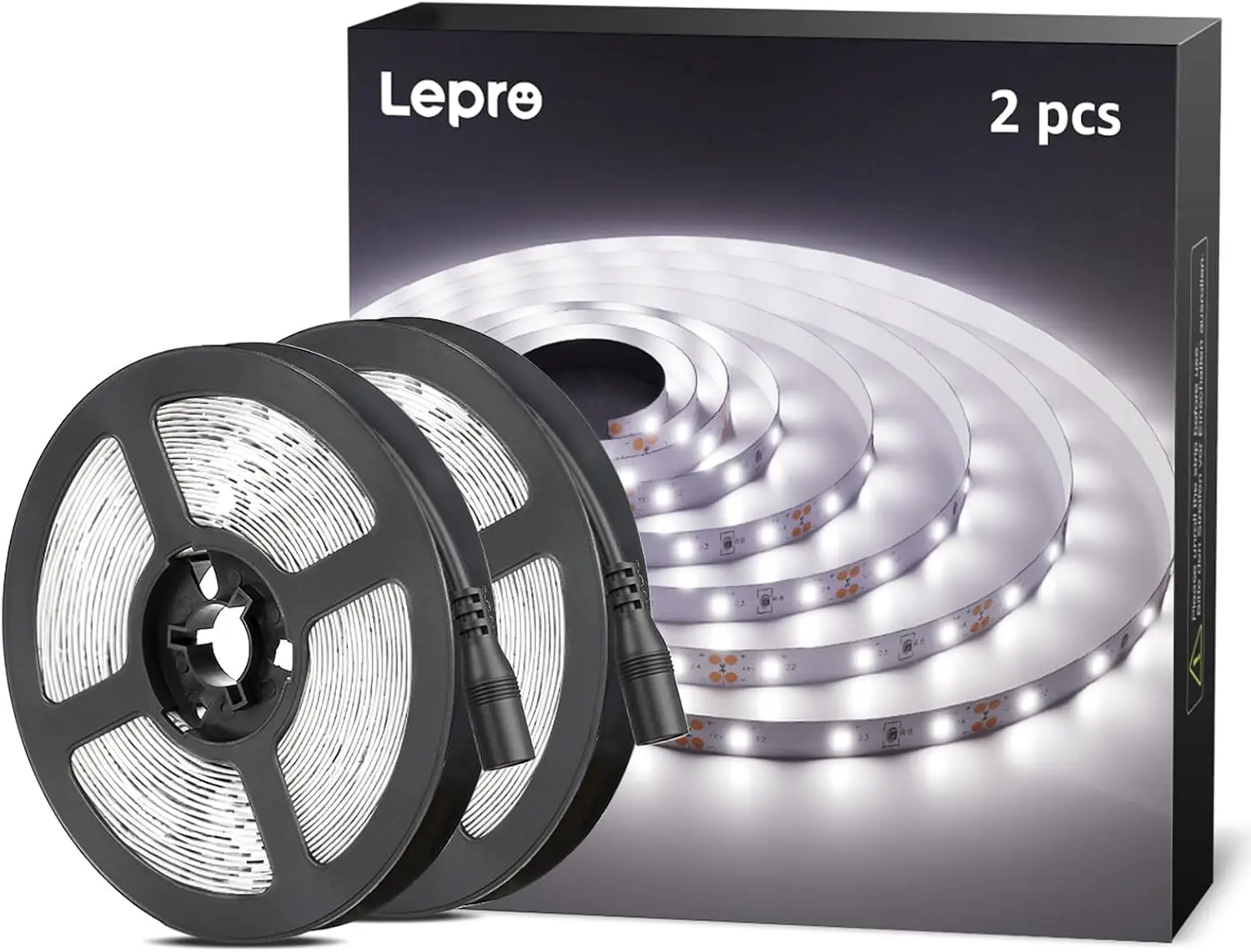 12V LED Strip Light, Flexible, SMD 2835, 300 LEDs, 32.8ft Tape Light for Home, Kitchen, Party, Christmas and More, Non-Waterproof, Daylight White, Pack of 2(Not Include Power Adapter), Home Led Light Strip Decor