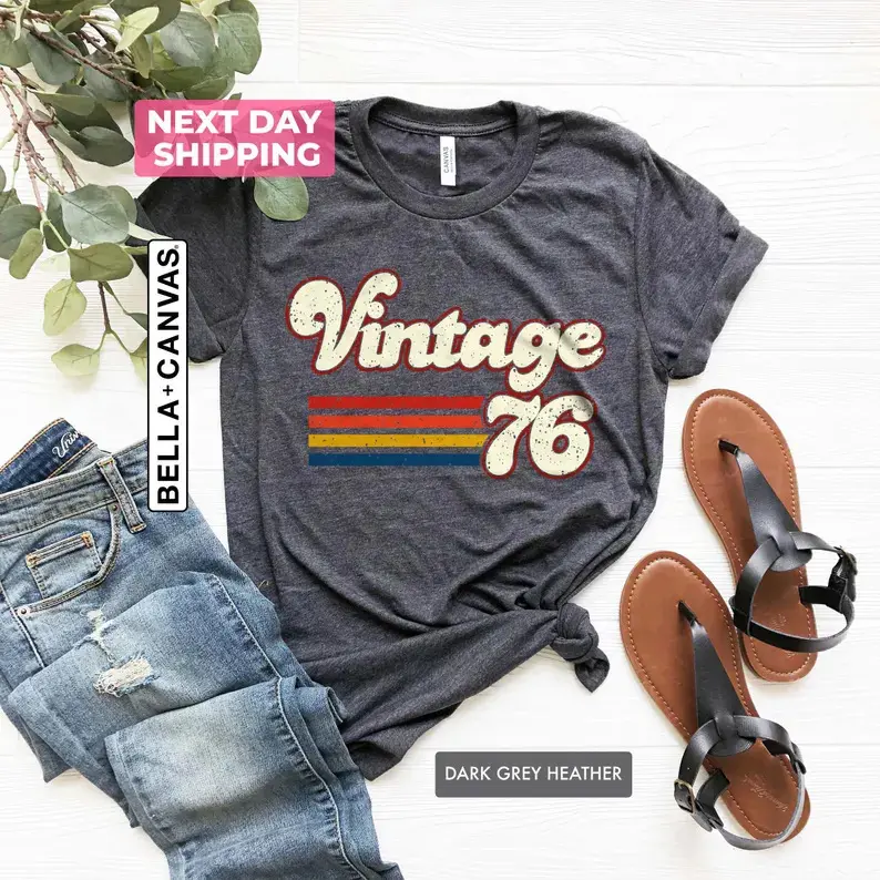 1976 Vintage Birthday Gift Tee, Retro Style, 50th Birthday for Women, Vintage 1976 T-Shirt, 50th Birthday, 50th Birthday Gift, Father Gift