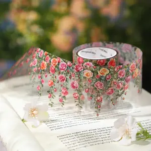 Waterproof Floral & Vine Pattern Washi Tape, 1 Count DIY Craft Decorative Tape, Decorative Sticker for Scrapbooking, Journaling, Gift Wrapping, Scrapbook Accessories, Scrapbooking Ephemera
