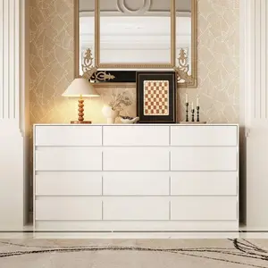 ECACAD 63"W Dresser With 12 Handleless Drawers, Morden Chest Of Drawers With Slide Rails For Bedroom