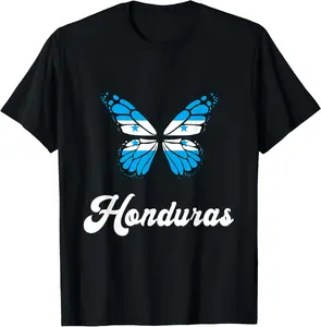 100% Cotton Unisex Honduras Flag Proud Butterfly Central America Honduran Roots T-Shirt
