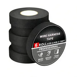 15M Heat-Resistant Flame Retardant Tape Wire Harness Tape High Temp Self Adhesive Fabric Tape for Automotive Wiring Harness Wrap Sound Damping HeatProof (0.74 Inchx 50 FT)