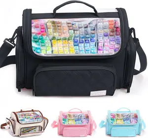 Large Marker Organizer Case Holds 200-300 Markers | Art Marker Storage Bag with Removable Dividers & Clear Top for Artists, Crafters & Travel - Pen, Pencil  Marker Holder - Art