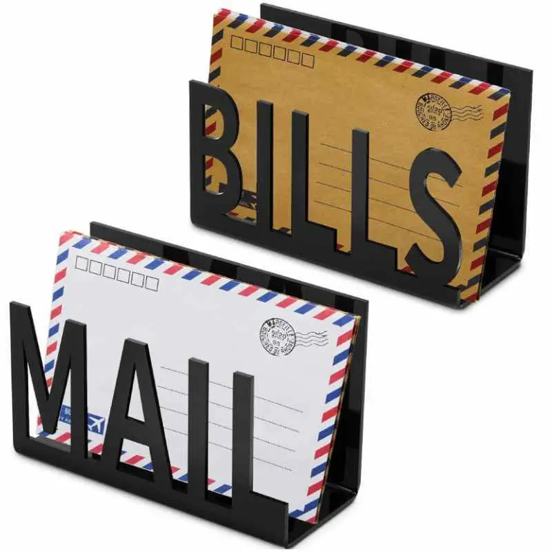 2 Acrylic Countertop Mail Organizer Sets - Paper, Stationery, Important Document Storage Racks, Letter & Envelope Holder for Office Organization Supplies, Paper Organizer
