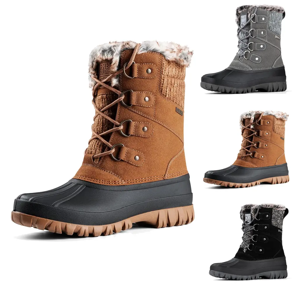 Women's Waterproof Winter Cold Weather Snow Boots for Women Outdoor Fashion Duck Boots Comfortable Insulated Girl Shoe Walking Shoes Footwear Bota Onyx seek way male sport Men's Lace-Up Rubber Breathable Cover