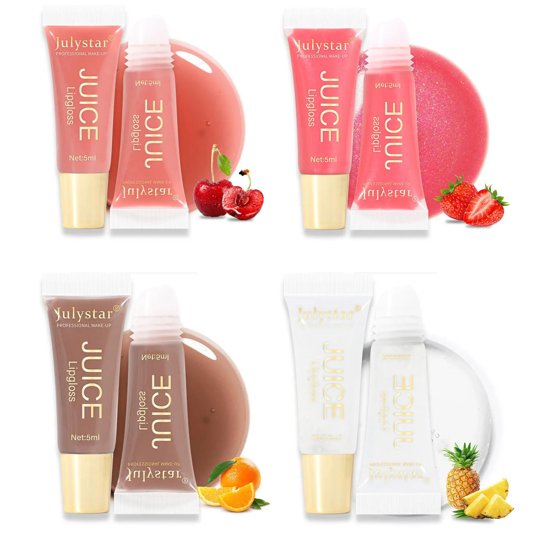 Juicy Fruity Long Lasting Lip Gloss, 4 Counts/set Moisturizing Glossy Mirror Lip Glaze Stick, Plumping Hydrate Lip Stick, Hydrating Liquid Lipstick, Lip Stain, Juice Lip Stain, Glossy Lip Balm, Hydrating, Summer Makeup, Korean Makeup, Lip Makeup Kit