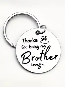 Stainless Steel Brother Keychain, Thank You Design, Unique Minimalist Gift for Brothers, Perfect for Birthdays and Holidays