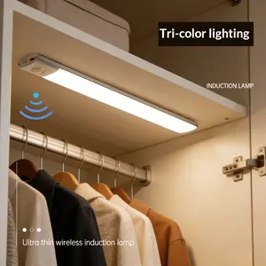 Rechargeable Motion Sensor LED Under Cabinet Light Strips (7.87 in. Silver) - Tri-Color, Ultra-Thin, Magnetic Plug-Free, Easy Installation for Kitchen & Bathroom, Soft White Night Lighting, Led Light Strips
