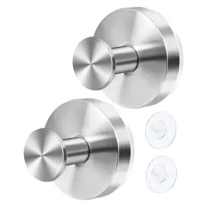Reusable Hooks for Shower, Bathroom, Kitchen, Glass Door, Mirror, Tile – Loofah, Towel, Coat, Bath Robe Hook Holder for Hanging up to 15 lbs