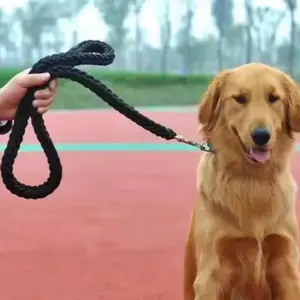 Nylon Braided Large Dog Leash Traction Rope Thick Hand Rope for Bulldog Rottweiler Hound Dogs Pet Walking Accessory