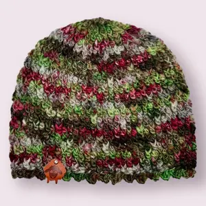 Berry Frost Alpine Beanie Handmade in Ella Rae Huenique Gran Paradiso Crocheted with Alpine Stitch Texture Soft Warm Durable Fits Most Adults