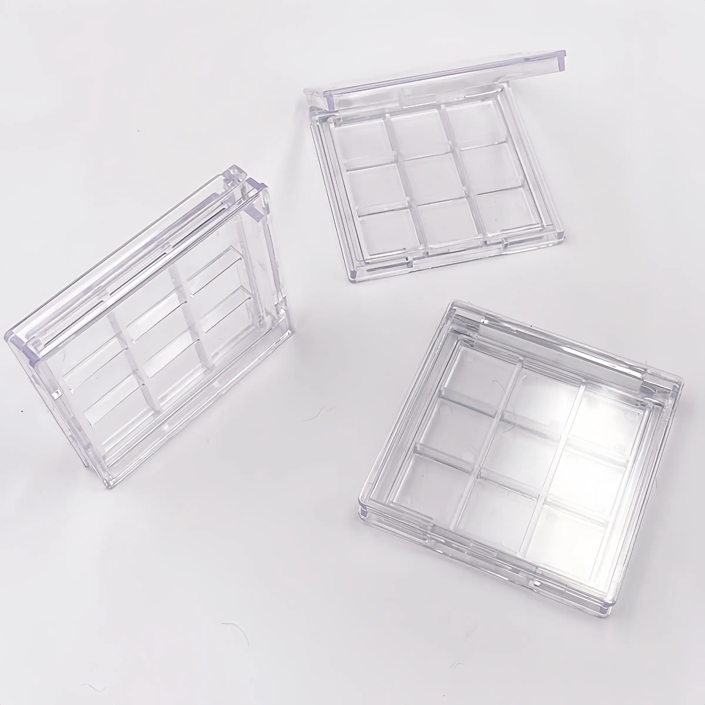Portable 9-Compartment Transparent Acrylic Paint Box with Lid, Travel Watercolor Mixing Palette for Artists & Hobbyists
