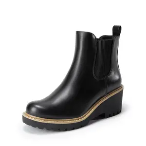DREAM PAIRS Women's Wedge Chelsea Ankle Boots Fashion Round Toe Low Wedge Heel Platform Booties Shoes,summervibes