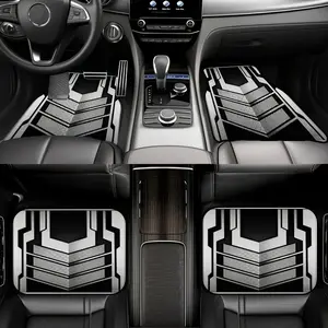 4pcs Future Tech Mechanical Pattern Car Floor Mats Set, Automotive Floor Mats, Universal Fit for Most Cars, Practical and Aesthetic, High Value, Must-Have Accessory, Car Accessories