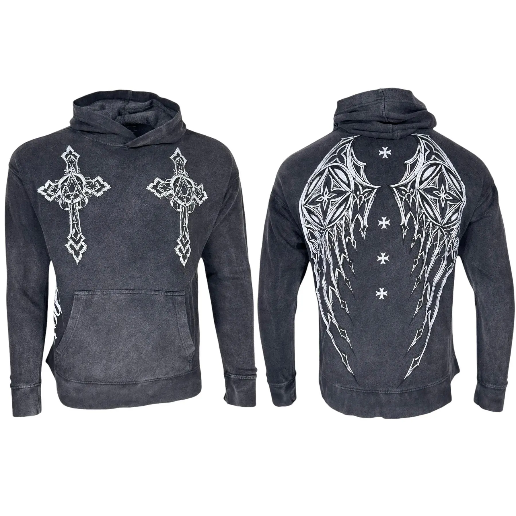 ARCHAIC Men's Graphic Hoodie - Unisex Lightweight Cotton Blend Crew Neck Pullover, Oversized Boxy Fit, Front Print, Lightweight Hood, M Size, Boxy Length