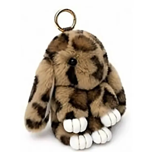 Cute Bunny Faux Fur Bag Charm – Cheetah Print Keychain Cute Bunny Faux Fur Bag Charm – Cheetah Print Keychain