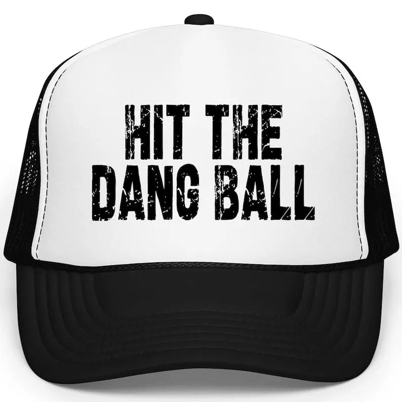 Hit The Dang Ball Trucker Hat for Men and Women and Teens | Sporty Distressed Adjustable Hat | Trendy Summer Hat | Gift For Husband