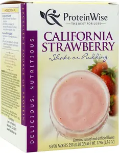 Protein California Strawberry Shake/Pudding - Low Carb, Low Sugar, 7 Servings, Weight Loss, Beverage & Energy