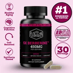 Black Forest Supplements 5x Berberine, Dihydroberberine Supplement, Enhanced with Ceylon Cinnamon, Support Gut Health, Metabolism, Wellness