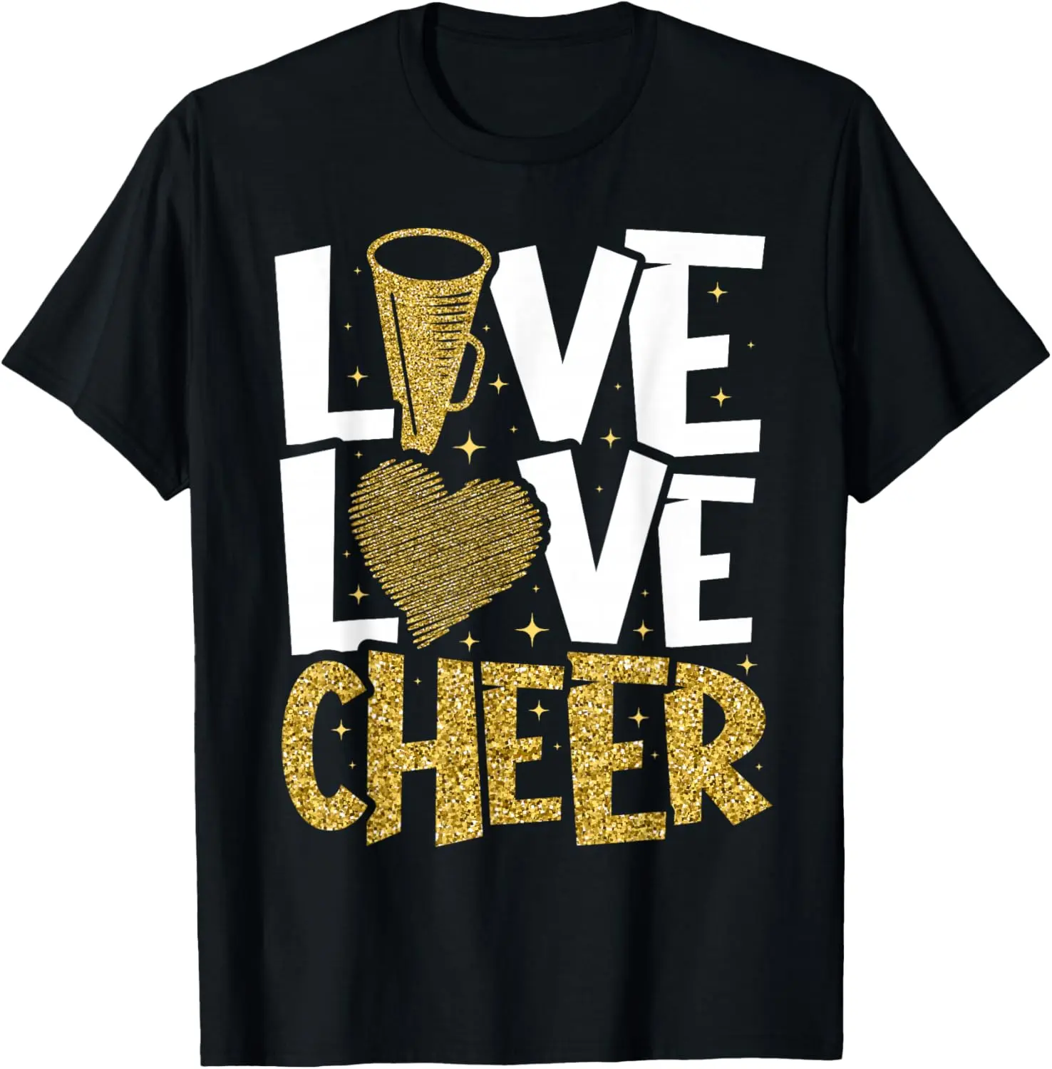 100% Cotton Top Live Love Cheer Girl Cheerleading Cheerleader Women Cheer T-Shirt