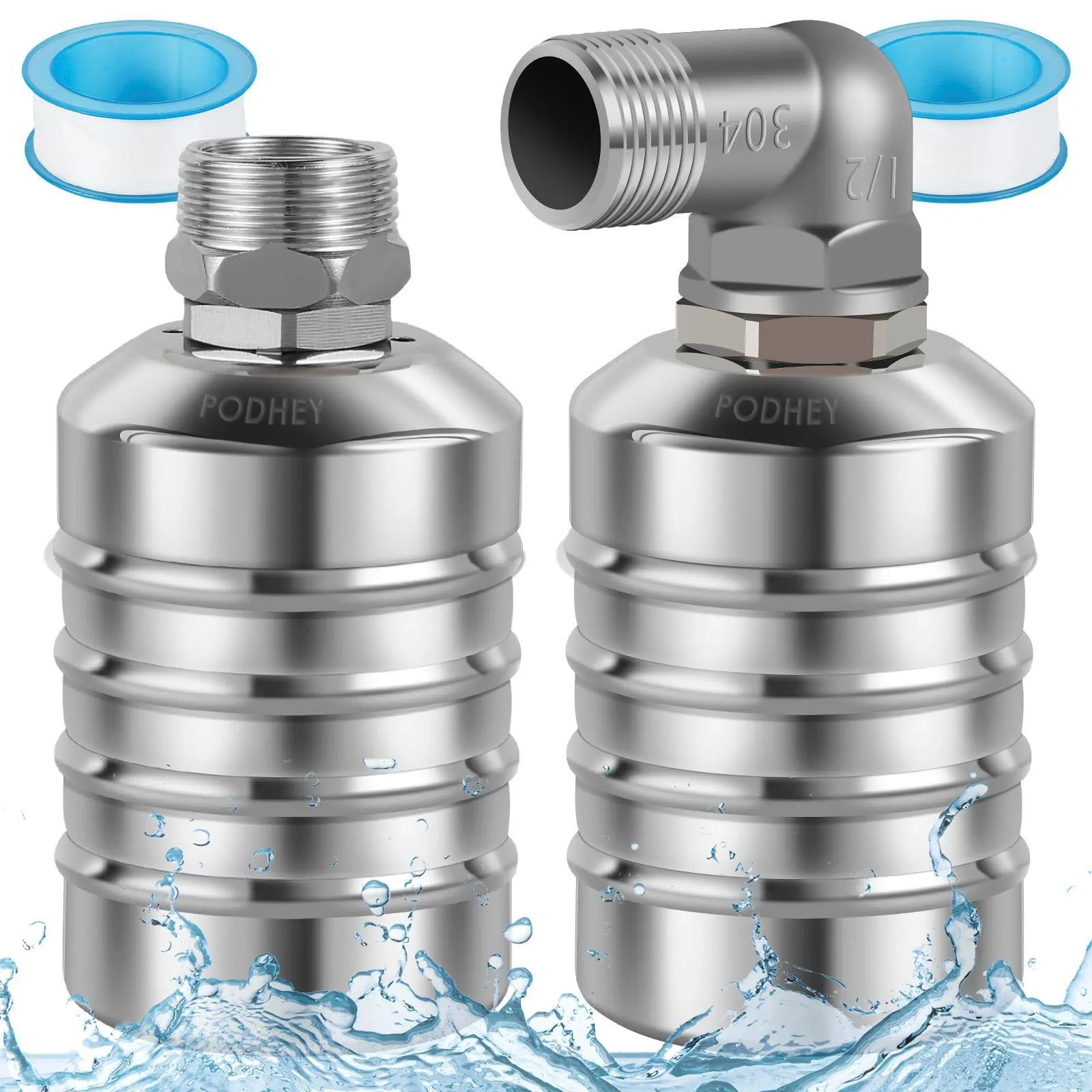 PoDhey 2 Counts Water Level Control Float Valve 304 Stainless Steel Fully Automatic Mini Floating Ball Valve Auto Shut Off Water Tank Safe Water Level Controller Valve Upper/Side Water Intake（Hose not included）, Summervibes