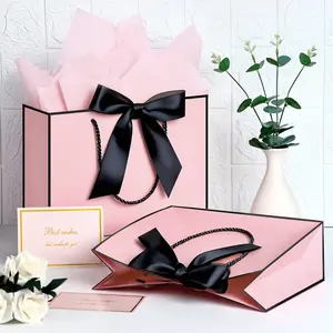 1 / 3 Sets Large Paper Gift Bags, Comes with Tissue Paper and Greeting Cards, Valentine's Day Gift Bags, Portable Gift Bags with Handles, Gift Wrapping (Suitable for Women's Bridesmaids, Birthdays, Valentine's Day and Wedding Parties, Party Gift Packs)