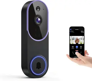 Smart 1080p Video Doorbell Camera with Doorbell Receiver, Live View, AI Human Detection, 2-Way Audio, Night Vision, Cloud Storage (Sold Separately), 2.4G WiFi, Hidden Security