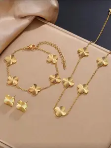 Luxury Shiny Metal Plant Four Leaf Flower Set, Double Sided Women's Gilded Gift, New Design Clovers, Perfect for 2026 Sales